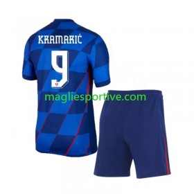 Completo Calcio Croazia Andrej Kramaric 9 Bambino Divisa Trasferta Euro 2024